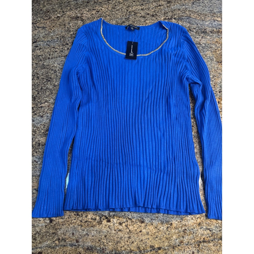 NWT‎ INC International Concepts Ribbed Sweater Womens 2X (Runs Small) Blue Top